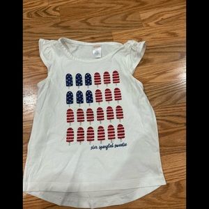 Gymboree EUC girls white , red white blue shirt